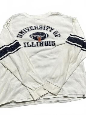 University of Illinois White Waffle Kniut Long Sleeve Shirt Size XL